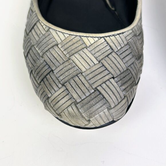 Cole Haan Woven Braided Gray Leather Ballet Flats Classic Slip On Shoes Womens 7 - Picture 7 of 13